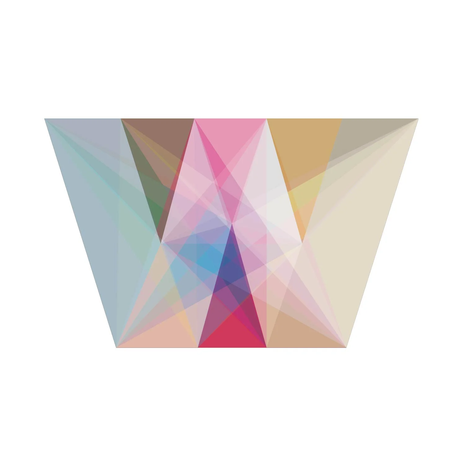The code didn't do all the work. Through the studies I discovered that the color of the original letterform augmented how the overlapping triangles appeared. The day and night versions, above and below respectively, show how different types and amounts of opacities created a color interaction between each shape depending on the background.