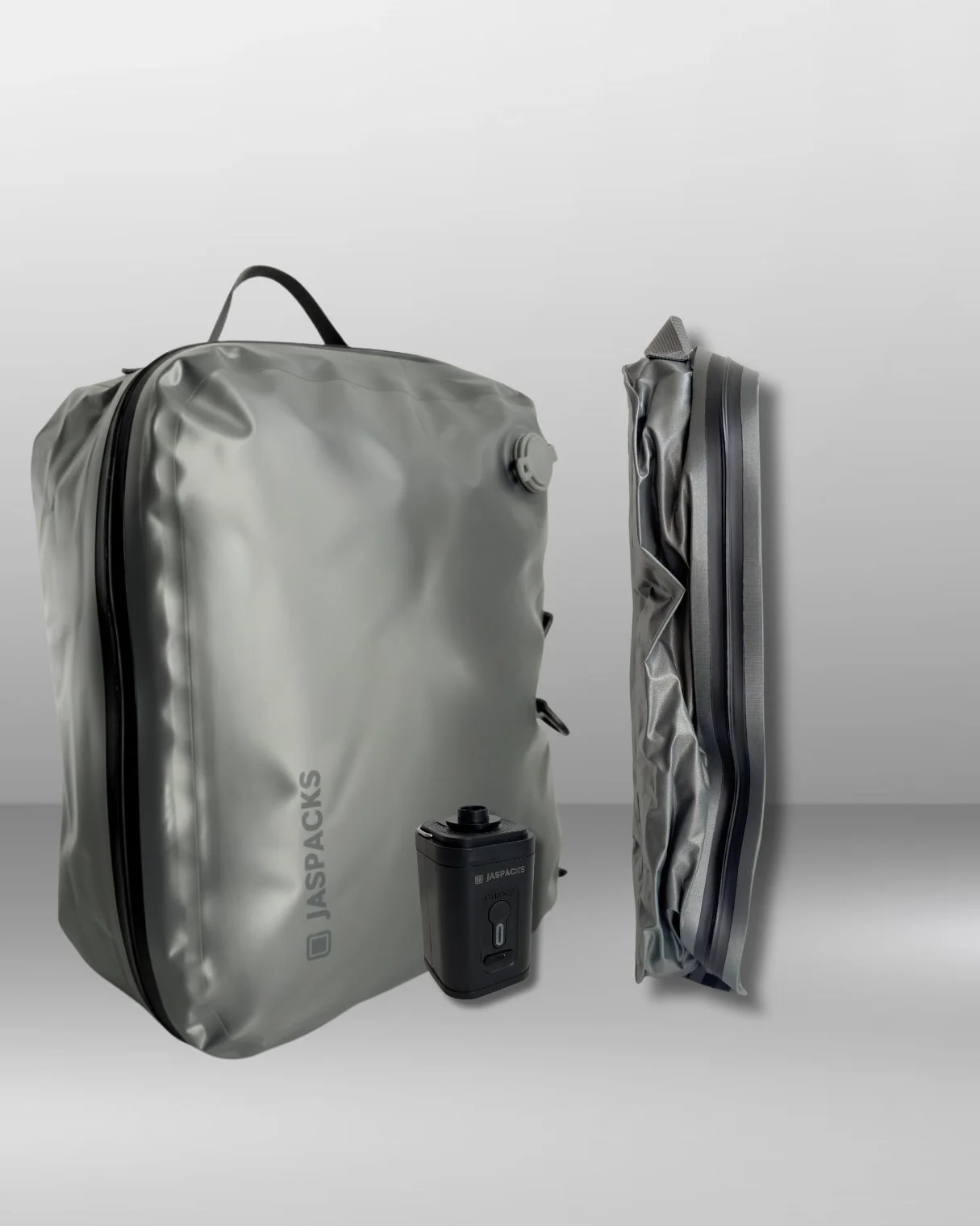 silver large bag and pump inflated and deflated.jpg