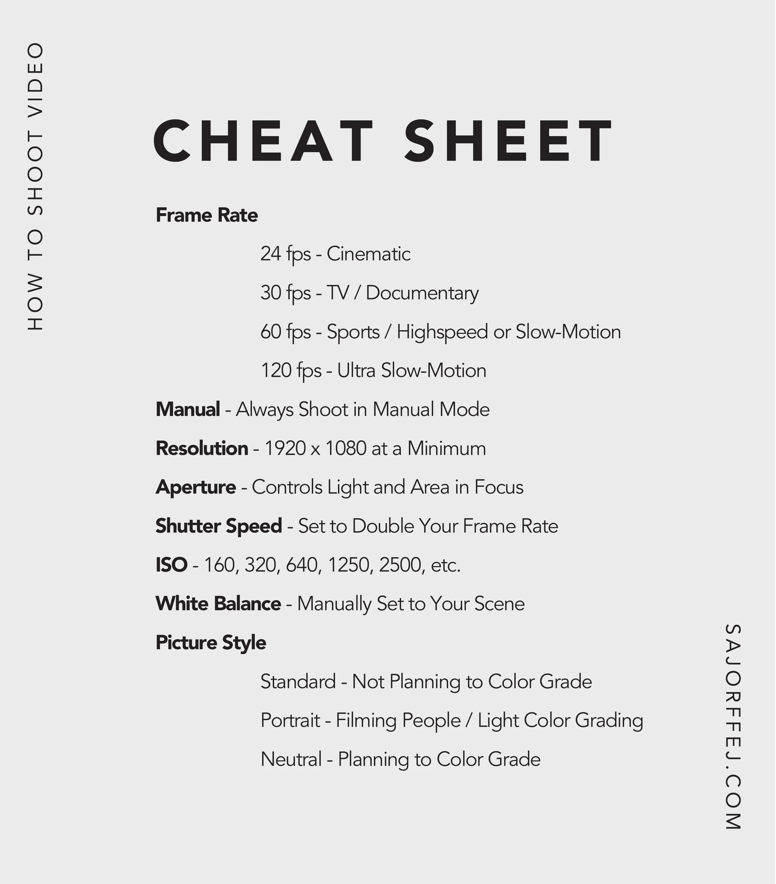 Photography Cheat Sheet Different White Balance Settings Colour