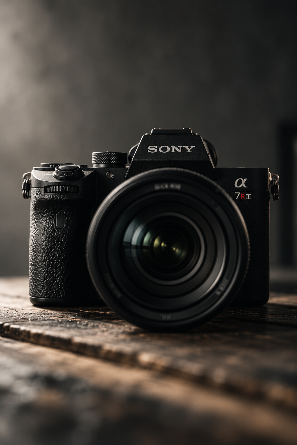 Camera equipment in a moody studio setup