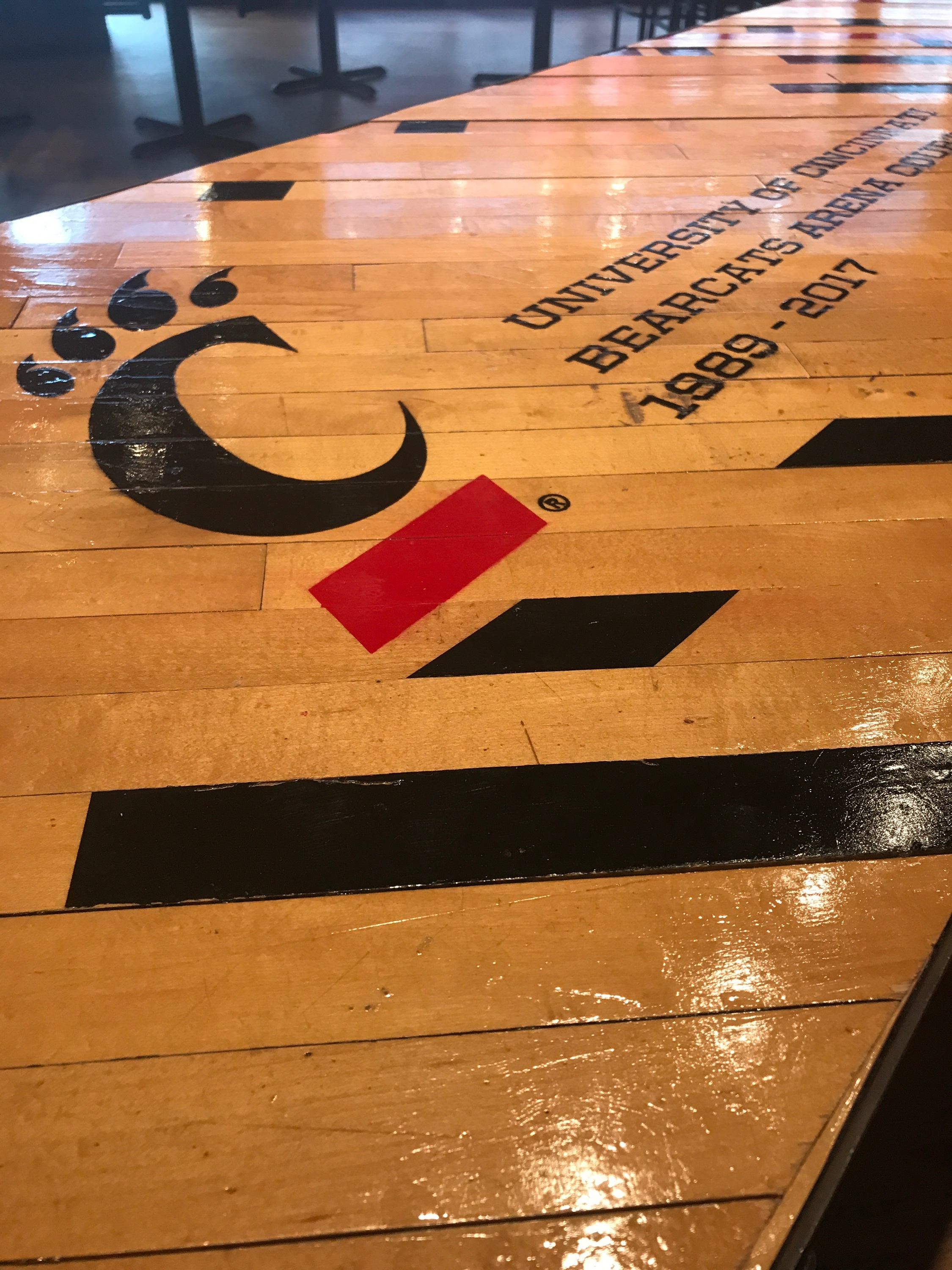 Closeup of the Bearcats Bar Table