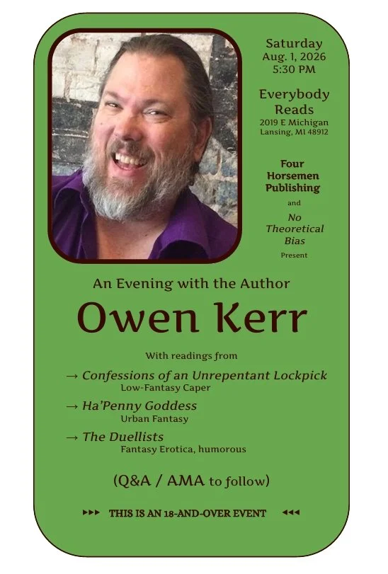 Join Us for An Evening with Owen Kerr at 5:30 p.m. Saturday August 1, 2026