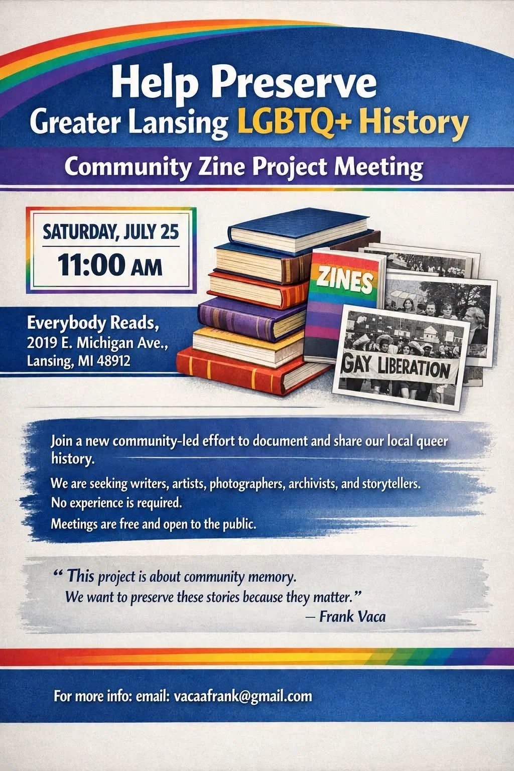 Help preserve Greater Lansing's LGBTQ+ history!, July 25 @ 11 a.m. 