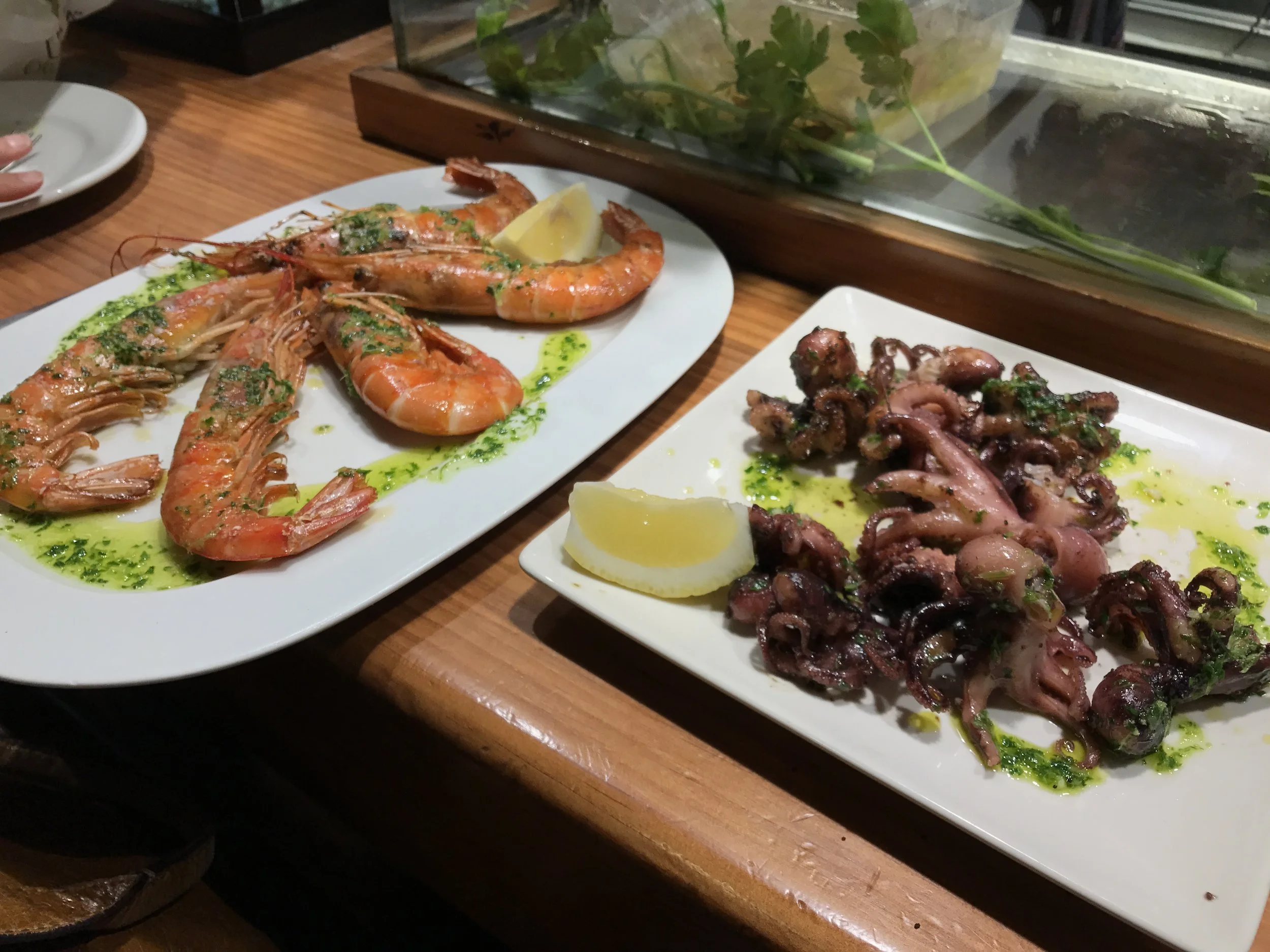 Succulent prawns and marinated octopus from Bar Central