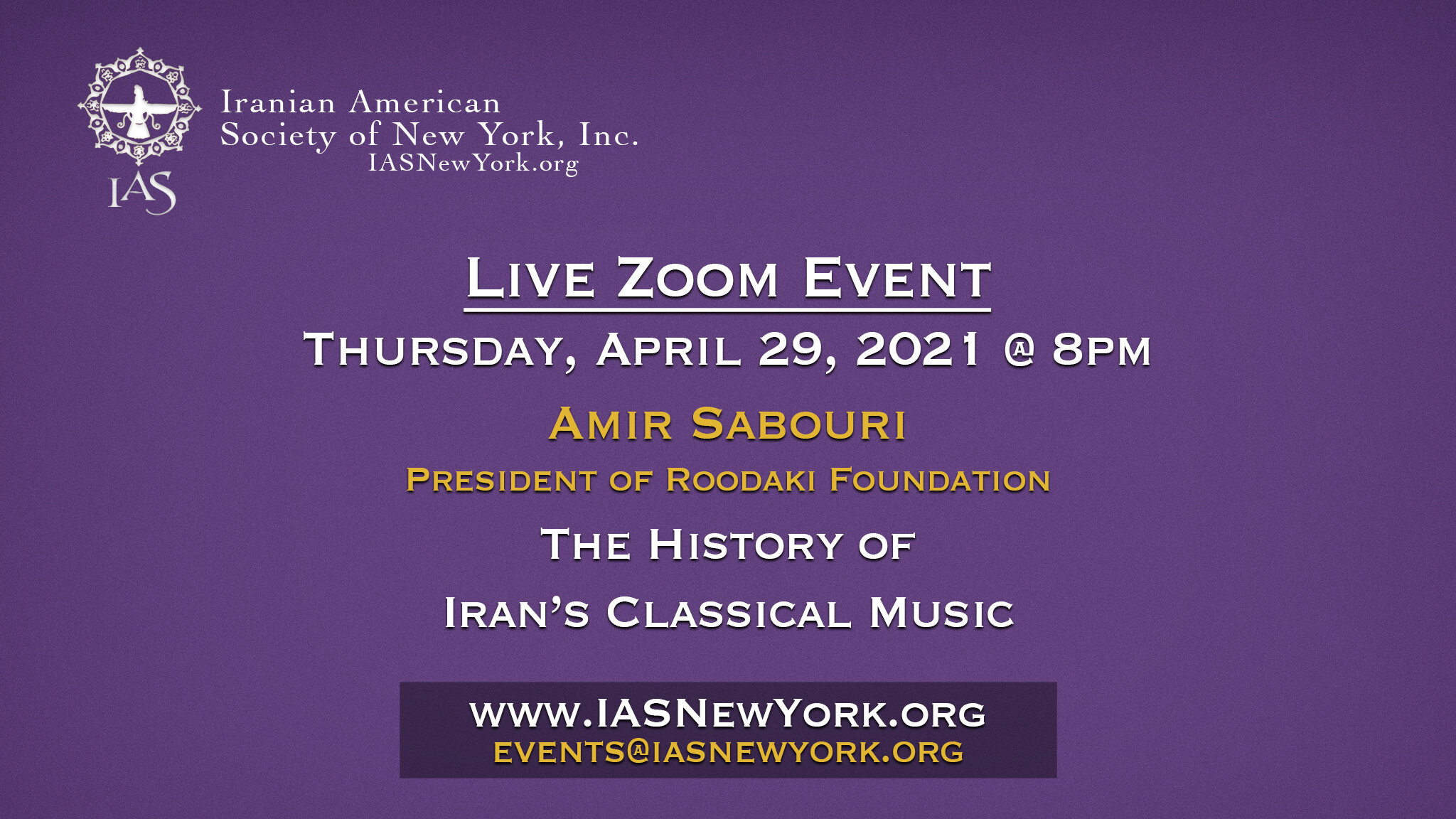 2021 - Zoom Event: Amir Sabouri