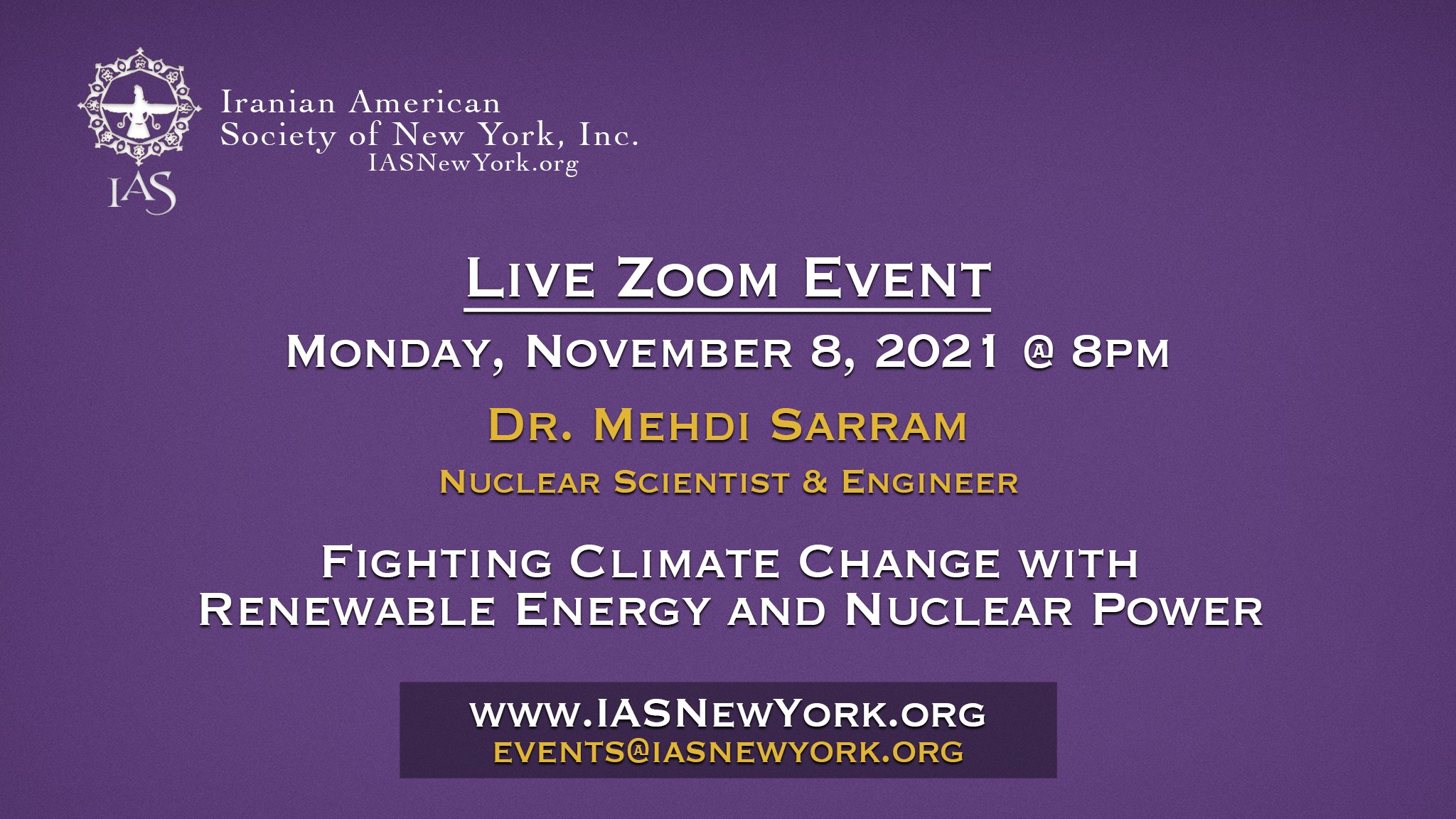 2021 - Zoom Event: Dr. Mehdi Sarram