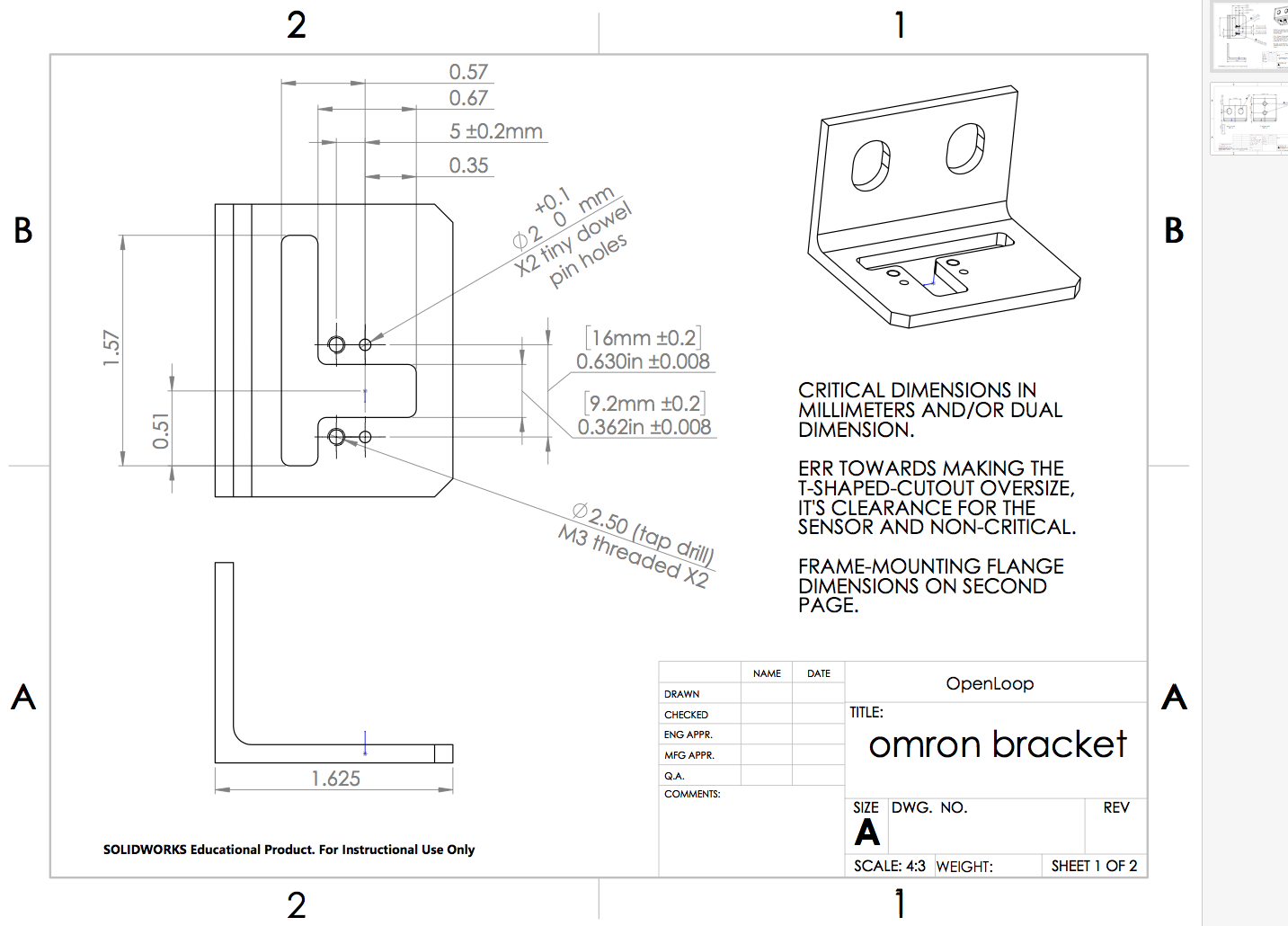Distance sensor mounting bracket