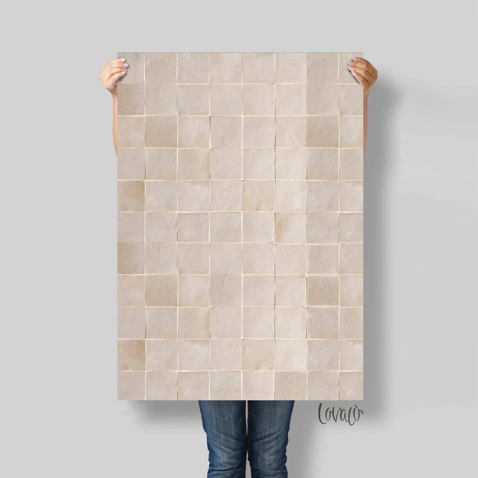 Light Beige Tile Vinyl 28"x40"