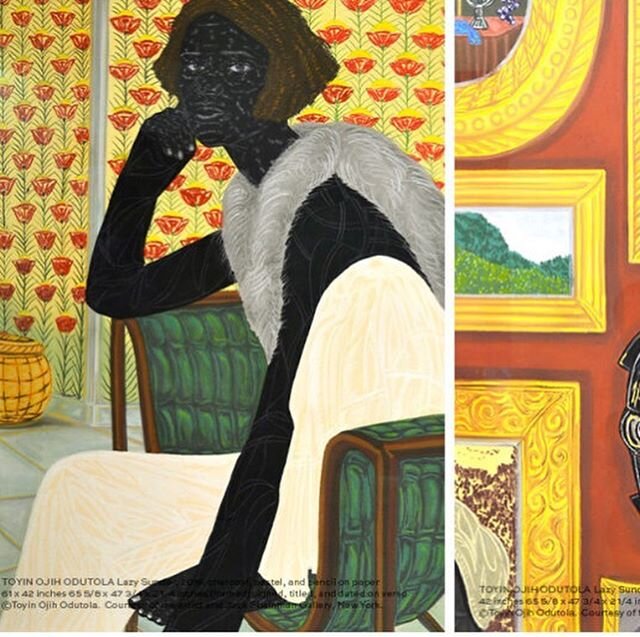 Loved today&rsquo;s virtual tour and panel discussion from @moadsf of the work of Toyin Ojih Odutola. Her subject matter, technique, and use of color are 🔥 @toyinojihodutola 🇳🇬