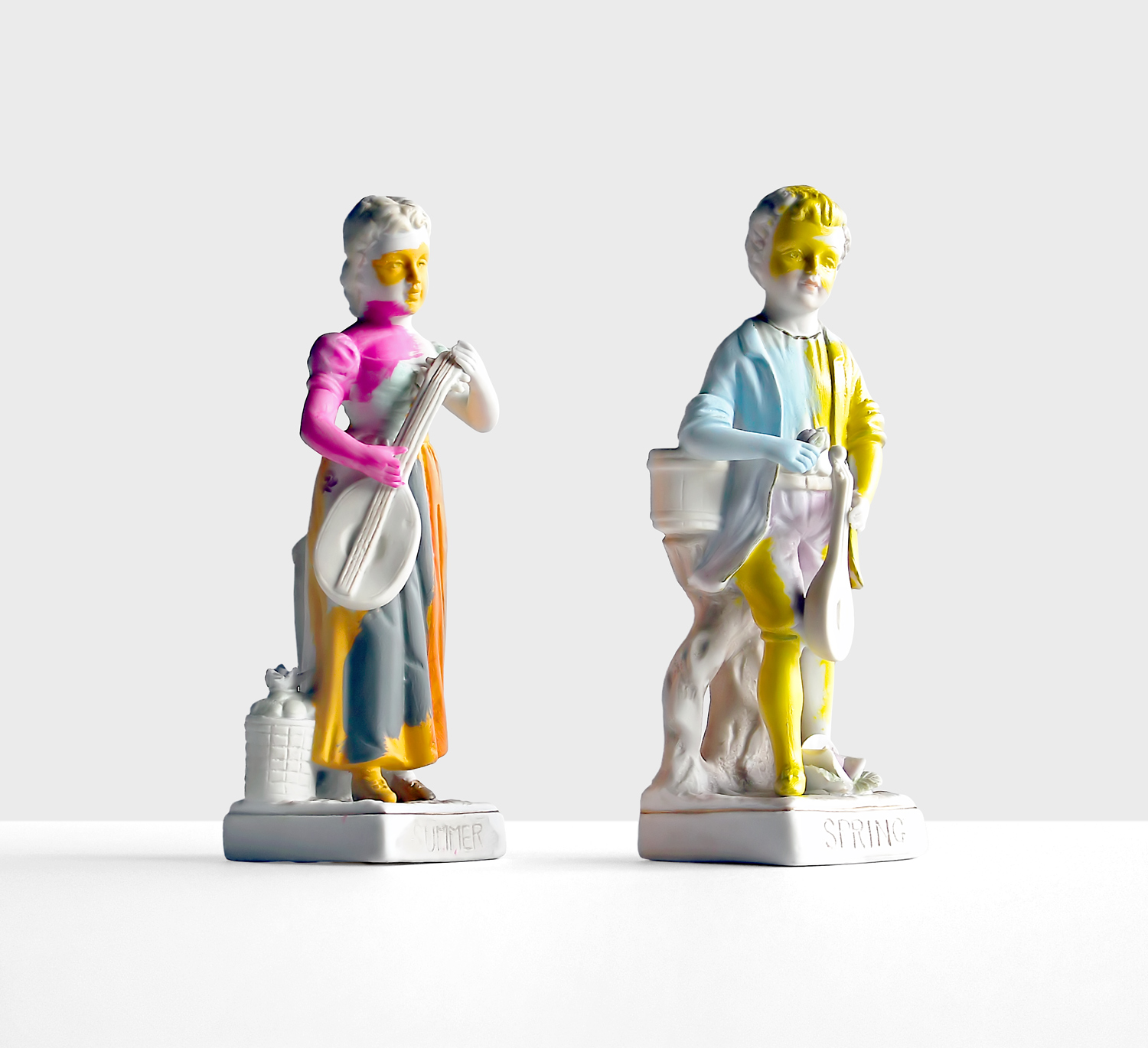 Korean Figurines Of A Dandy And A Lady (Diptych)