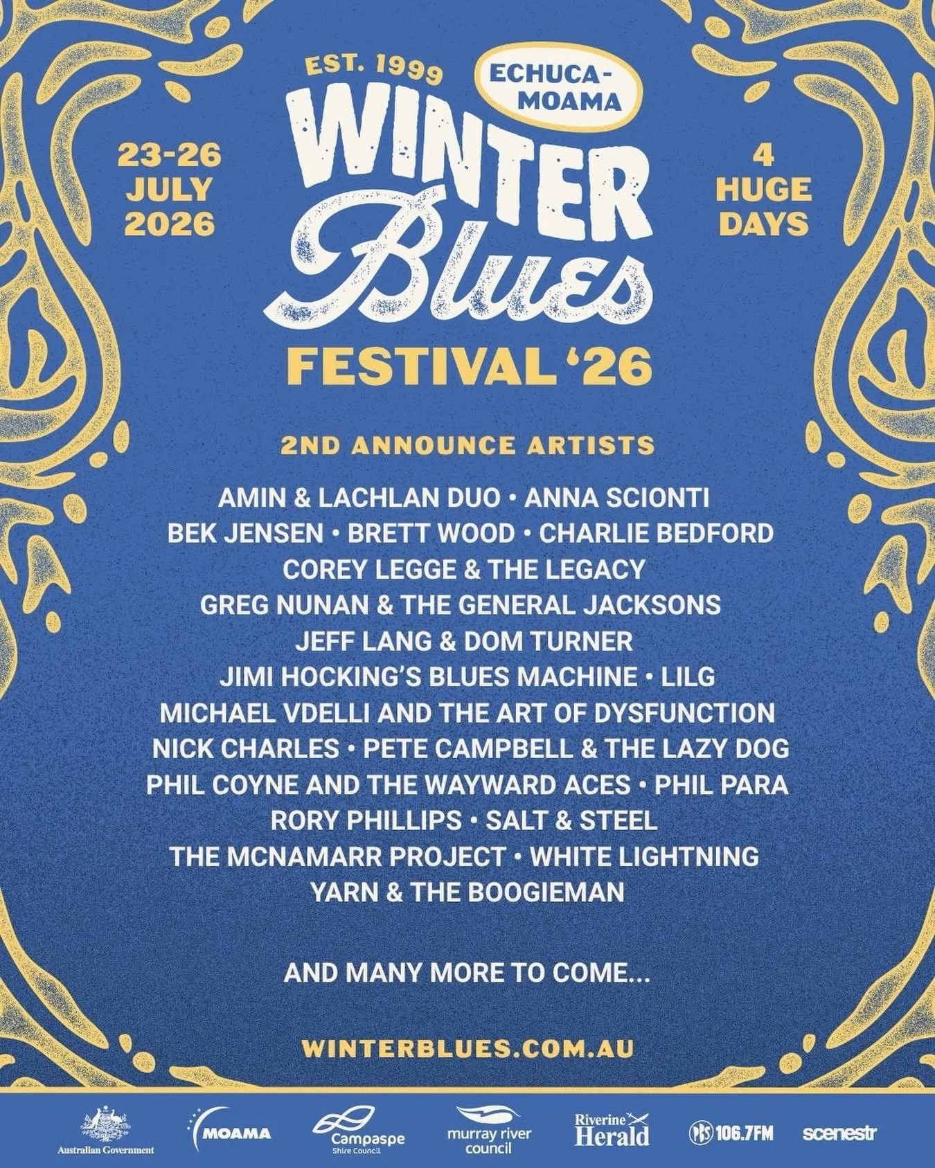 Frothing to be returning to my favourite cold climate event, the @winterbluesfestival this July! I&rsquo;ll be back with The Rory Phillips Trio, joined by @palmerjamespalmer on bass and @csd000 on drums, and we are pumped about this lineup!  Hope to 