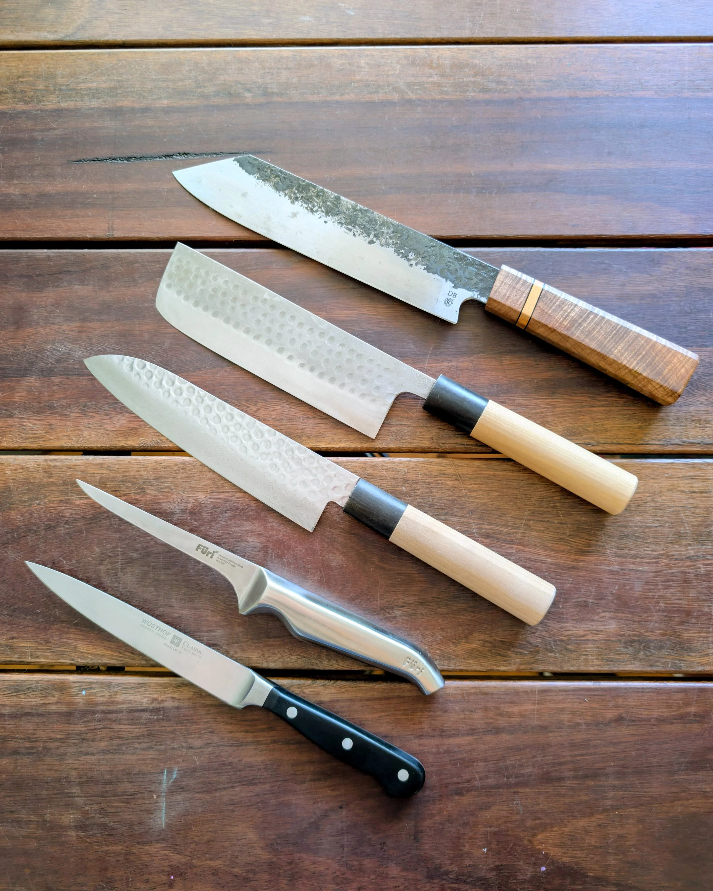 One of the interesting collections I've had through during the pre-christmas rush. This customer made the knife at the top of the stack with local knifemaker @kevinslattery_artisan and purchased the next two down himself in Japan.