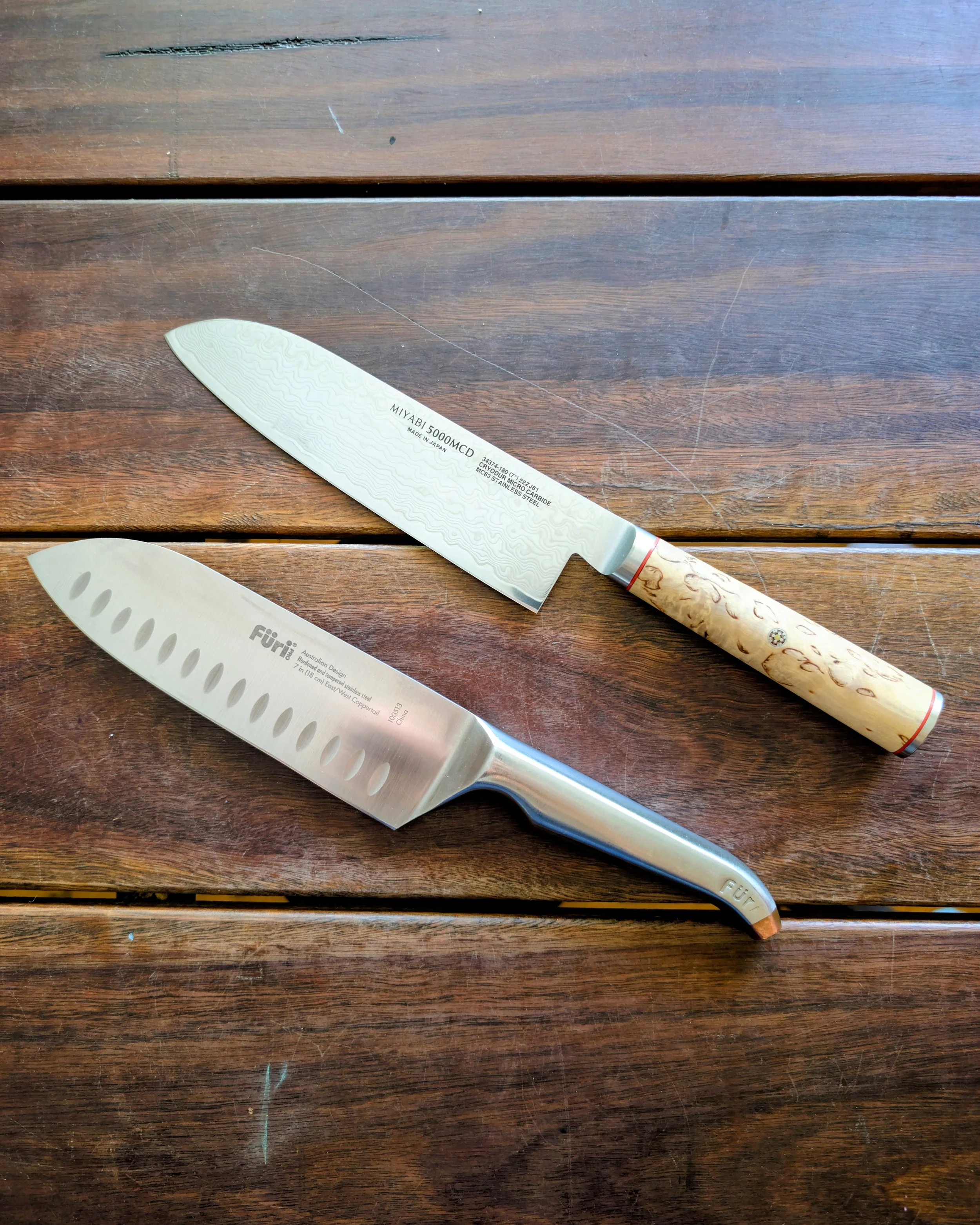 Very impressed with this Miyabi at 10 degrees per side. A beautiful knife with a naturally finished birch handle and now with a fresh, ridiculously sharp super slicey edge.