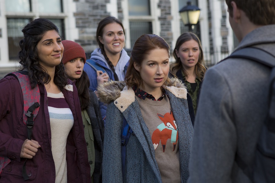 Campus Radical: Ellie Kemper (Kimmy Schmidt, centre) in Netflix’s Unbreakable Kimmy Schmidt