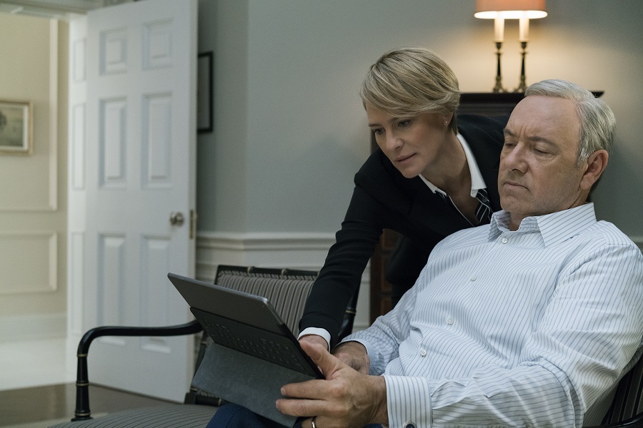 “It’s C-O-V-F-E-F-E”: Robin Wright and Kevin Spacey (Claire and Frank Underwood) in Netflix’s House of Cards