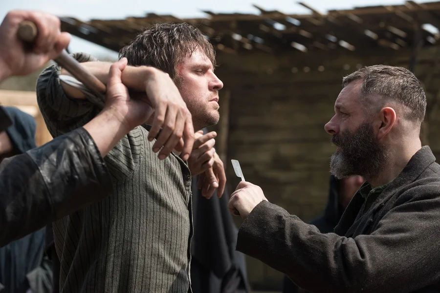 The Razor’s Edge: Dan Stevens (Thomas) and Michael Sheen (Malcolm) in Apostle