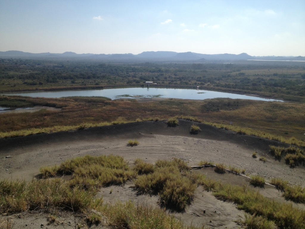 Return water dams capture saline water draining from tailings