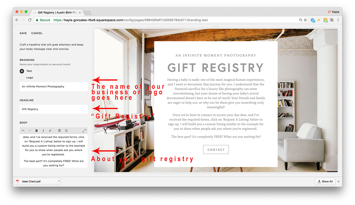 Tutorial How To Create A Gift Registry With Squarespace