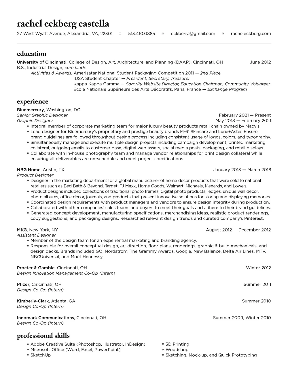 RESUME — Rachel Eckberg
