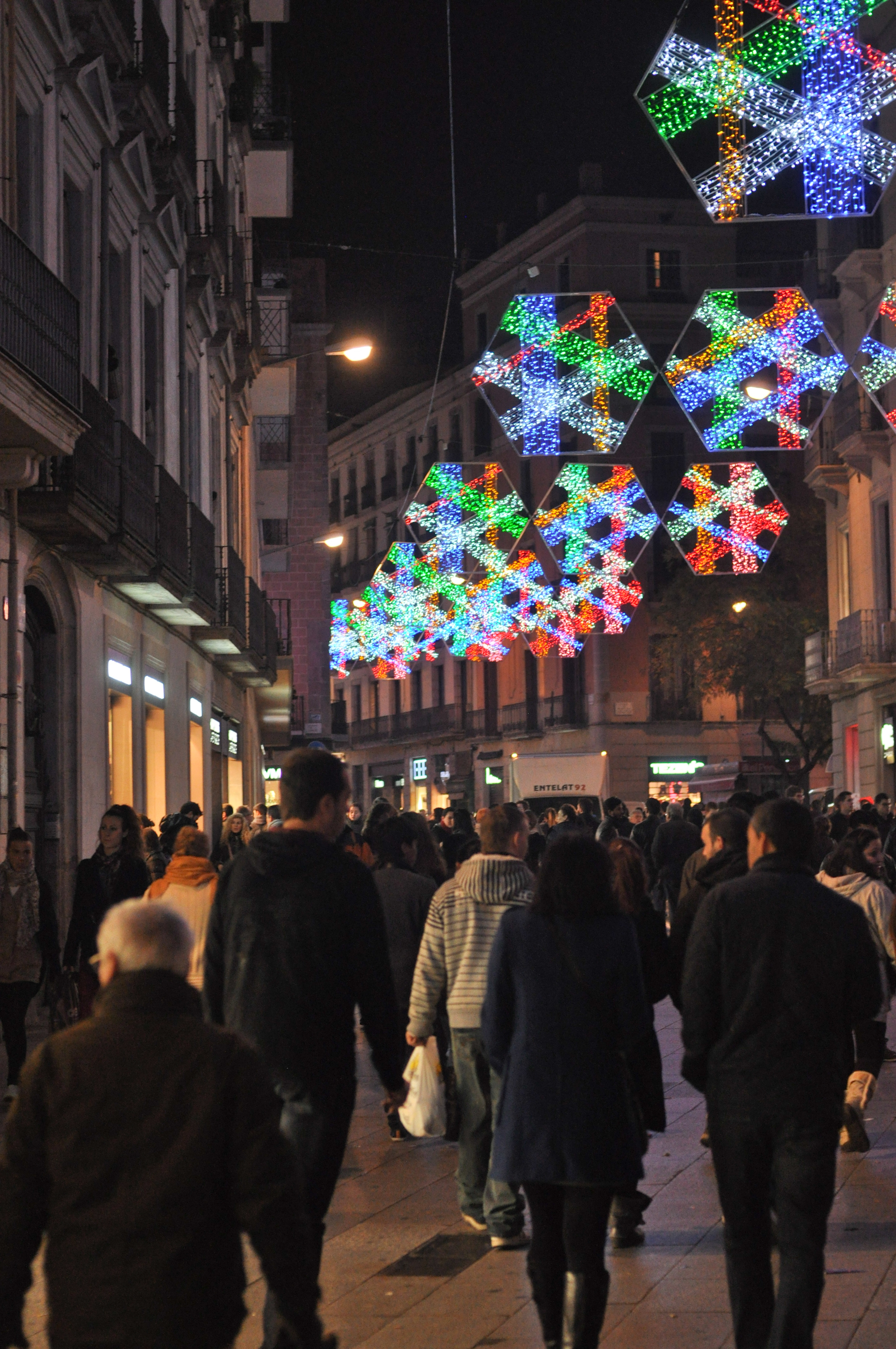 Barcelona Street decorated for Christmas.