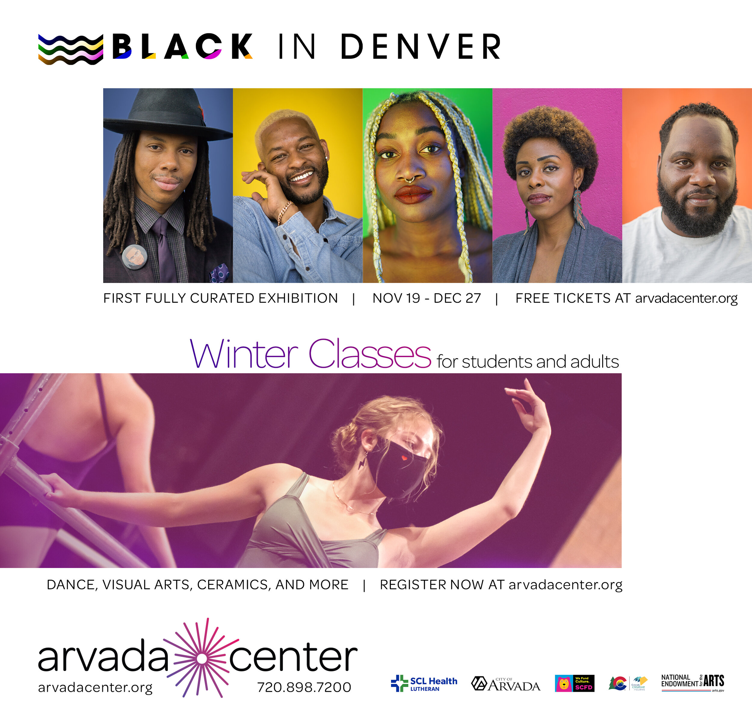 Black In Denver, Arvada Center Winter Classes Ad
