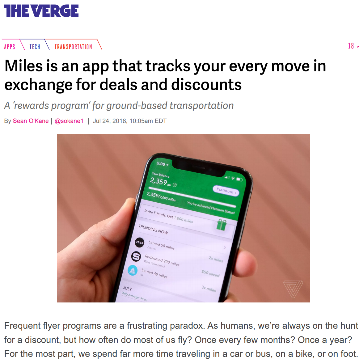 Verge feature on Miles