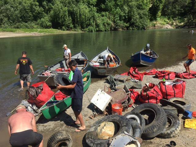 The Redwood Empire Chapter of Trout Unlimited (RETU) joins with the Clean River Alliance and the Russian River Wild Steelhead Society for river cleanup days. Cleanups include a float down hard-to-reach sections of the river, where volunteers pull out trash and haul them downstream on inflatable kayaks. In one float, 27 volunteers pulled out 35 tires - a total of 2,080 pounds of trash in 4 hours! Afterwards we relaxed with an awesome barbecue lunch and refreshments.