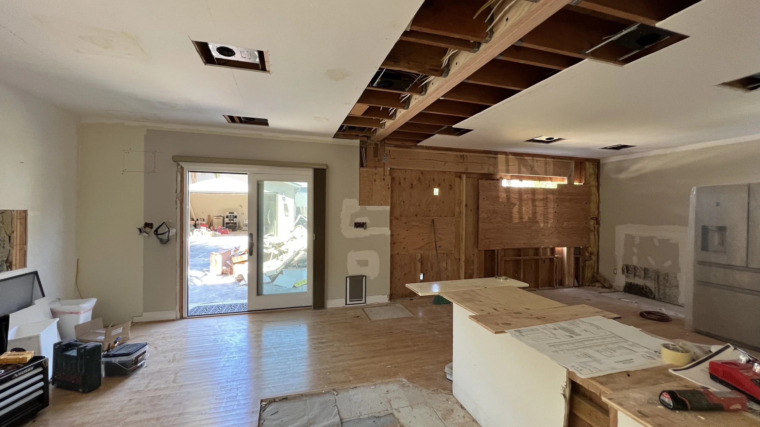  Our new 4x12 header beam is in place for our new nearly 12-foot wide sliding door! 