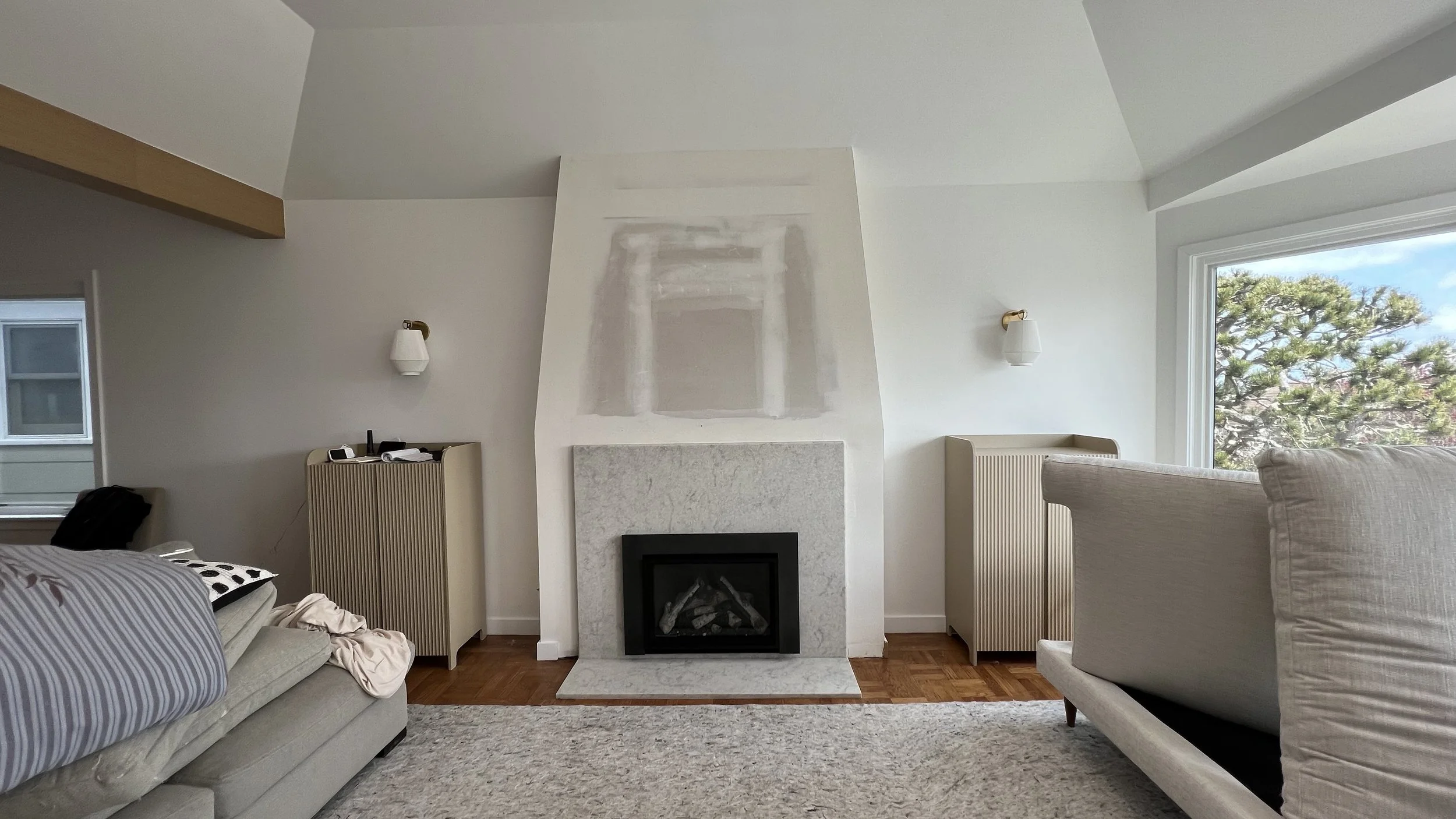  New gas fireplace insert, surround, &amp; hearth are in. 