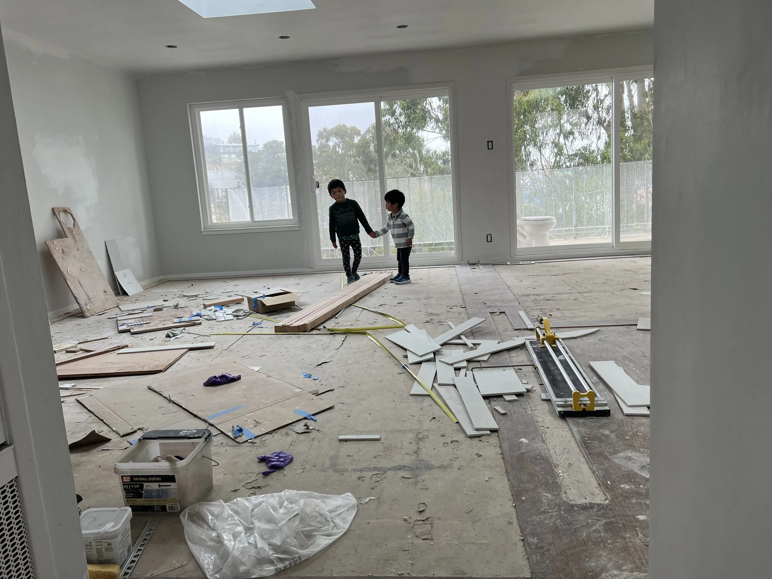 Junior field inspectors are on site for a progress check.