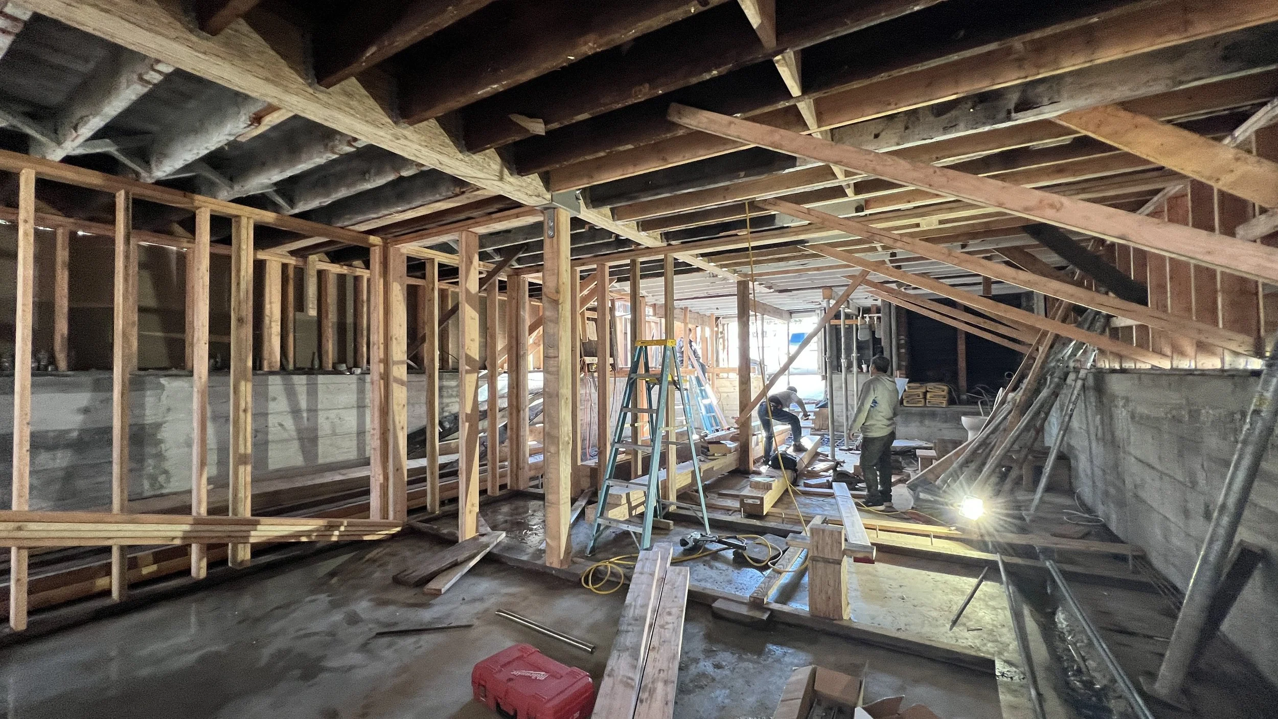 In conjunction with our garage excavation, our new foundation was upgraded to a 15” thick concrete mat slab to compensate for the poor soil in the area.