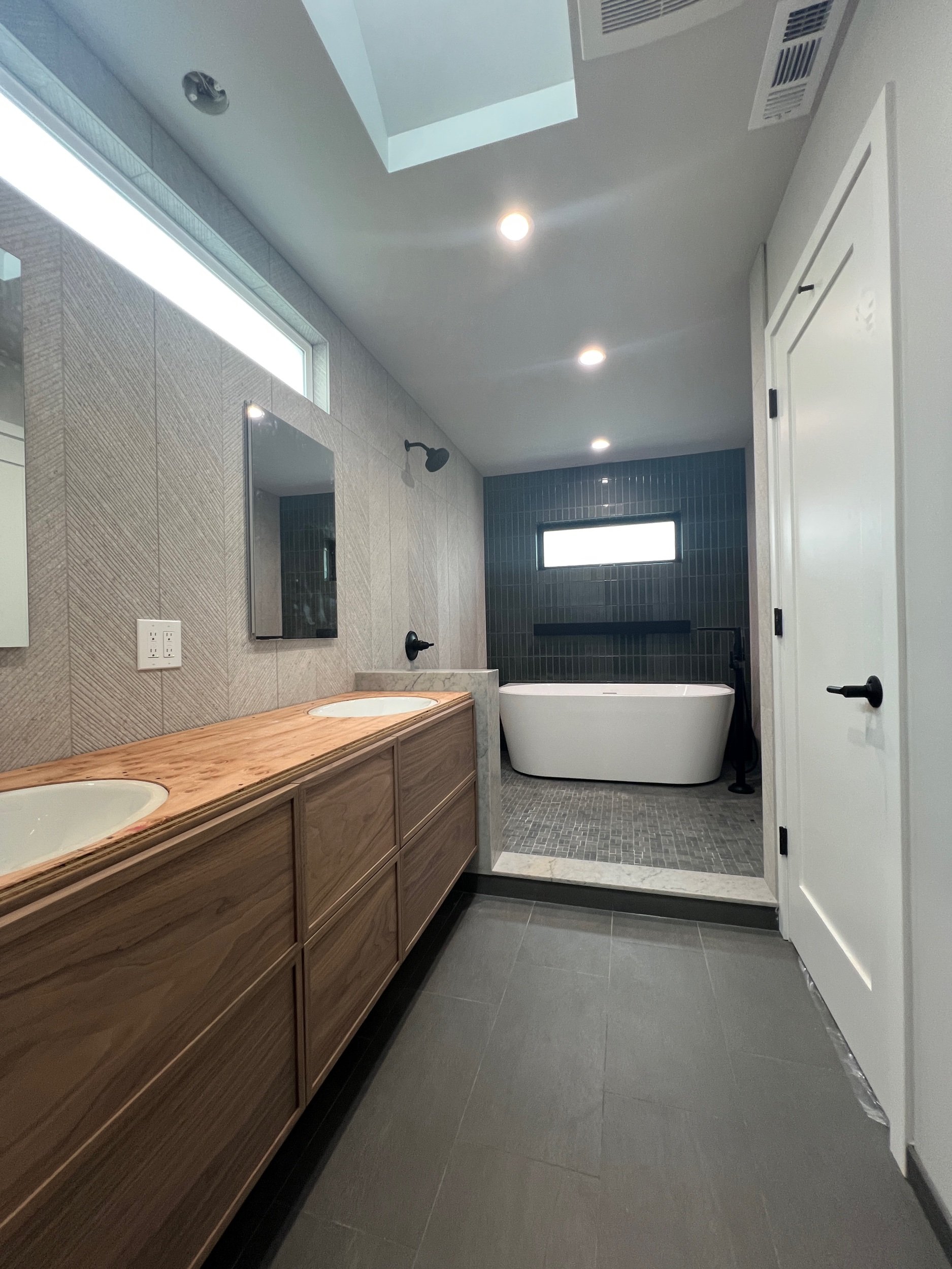 Our walnut double vanity is looking amazing in its new home!