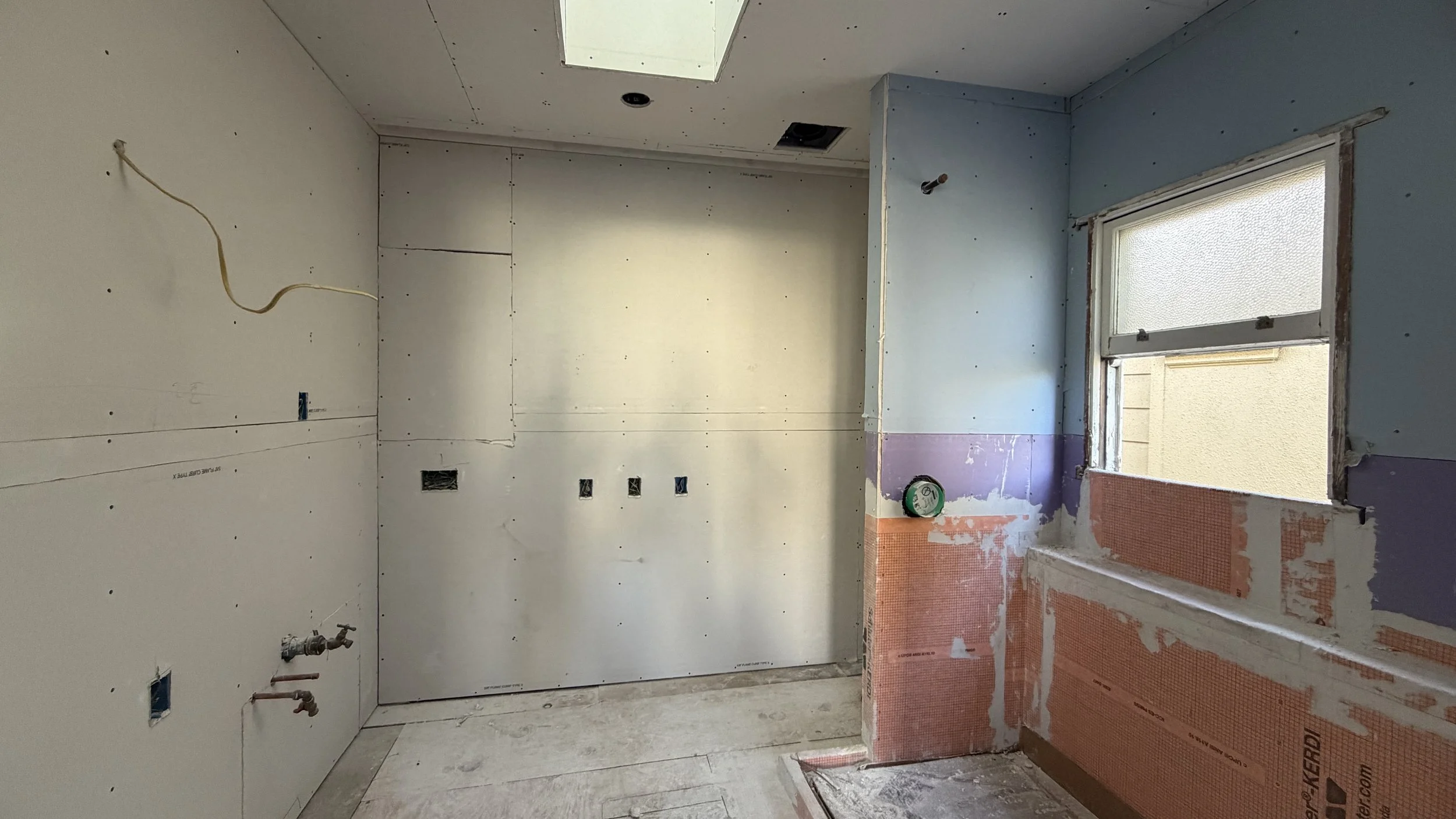 With the Primary Bath drywall up, you can get a great feel for the new space - open, bright, and full of potential!
