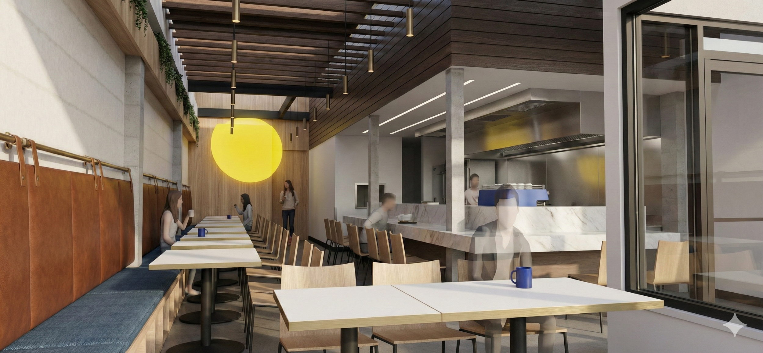 After serving as a laundromat for decades, we took this space on a Change of Use journey to become a new neighborhood brunch destination.  The new interior space celebrates and maintains the building’s original infrastructure - while bringing in the 