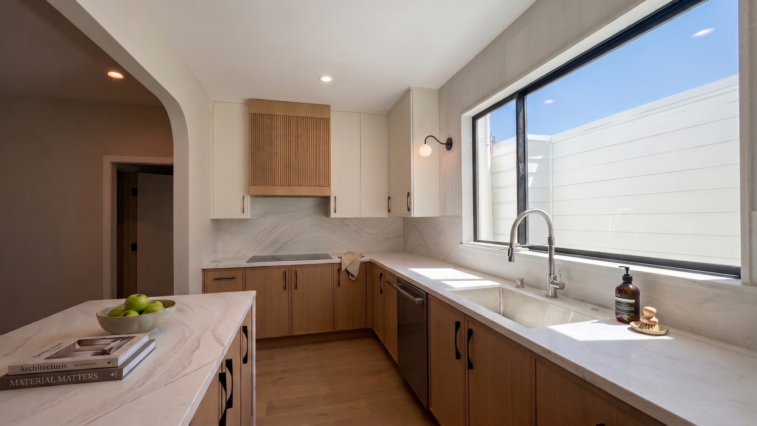  Fluted hood enclosure &amp; the elegant sculptural sconce! 