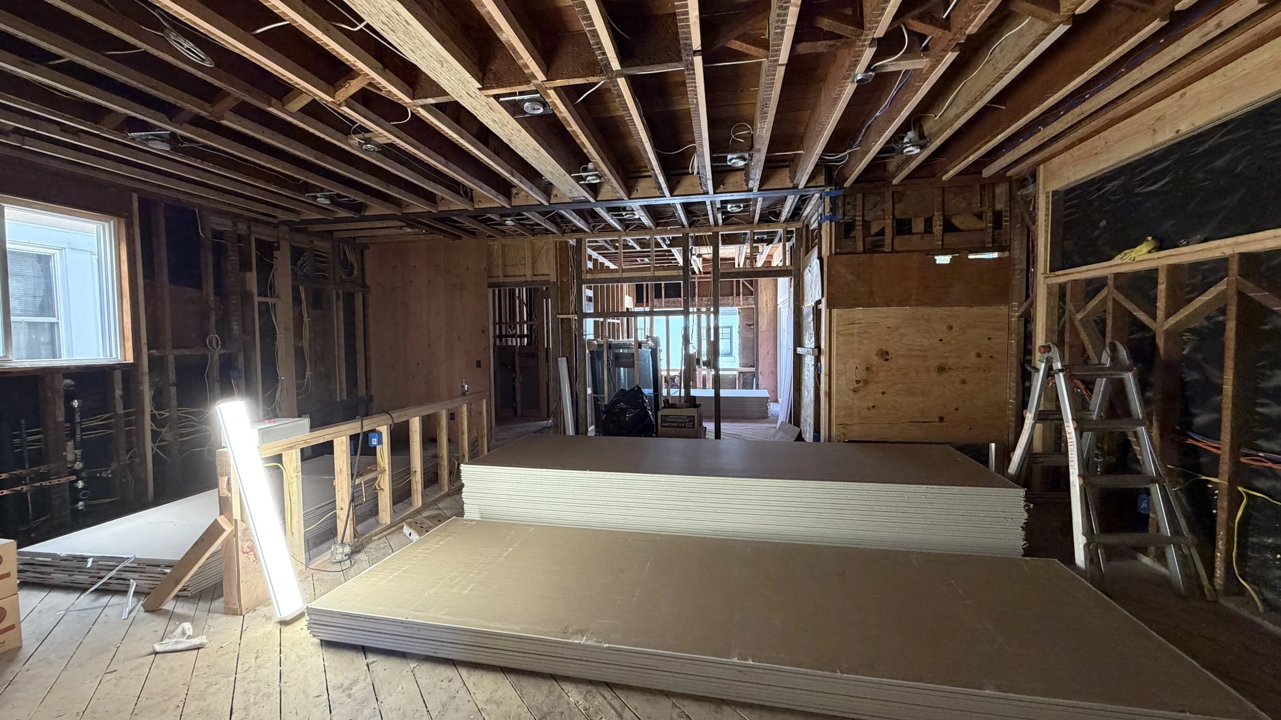 Preparing materials for drywalling - but insulation first...