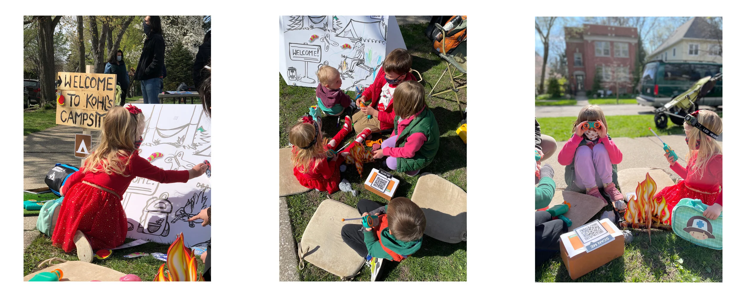Each station creates moments of discovery by including a variety of play schemes that hit all the senses. Kids have the autonomy to choose how they play, depending on their ages and individual abilities. Role play is at the core of each station. Chi…