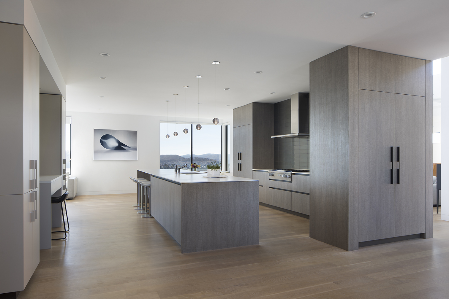 The kitchen island adds ample preparation space.