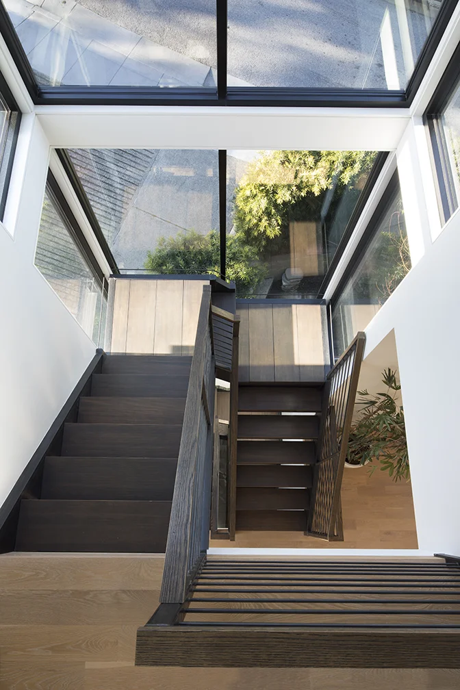A view down the staircase.