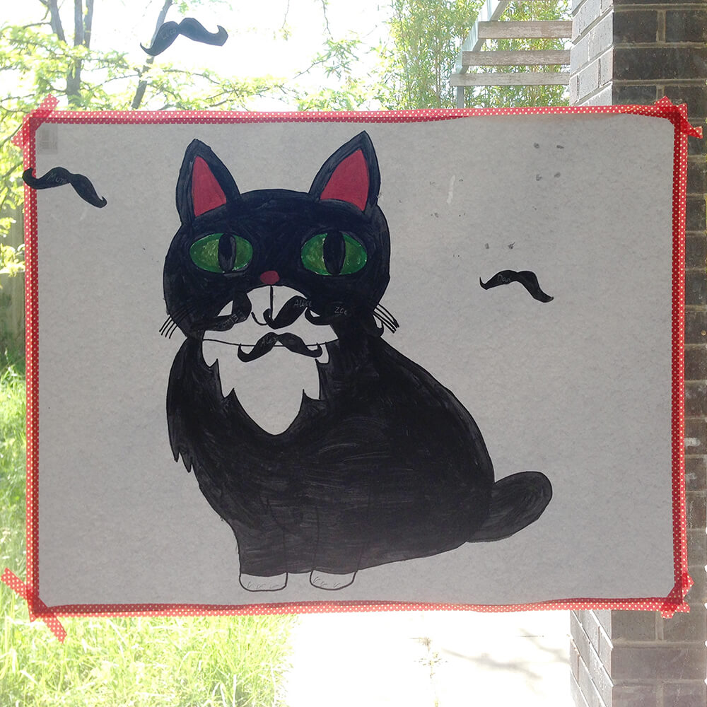 A game of 'pin the moustache on Mojo'