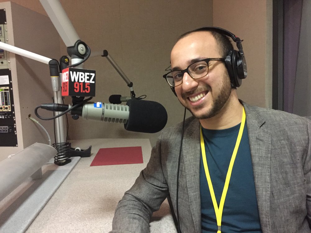  Bassel at WBEZ in Chicago, IL interviewing with Marco Werman on PRI The World. 