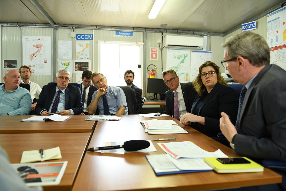    UNSOM   ,  The UN Secretary General’s Deputy Special Representative for Somalia and UN Resident and Humanitarian Coordinator, Peter de Clercq (right), speaks during a meeting with the UK Secretary of State for International Development, Penny Mord
