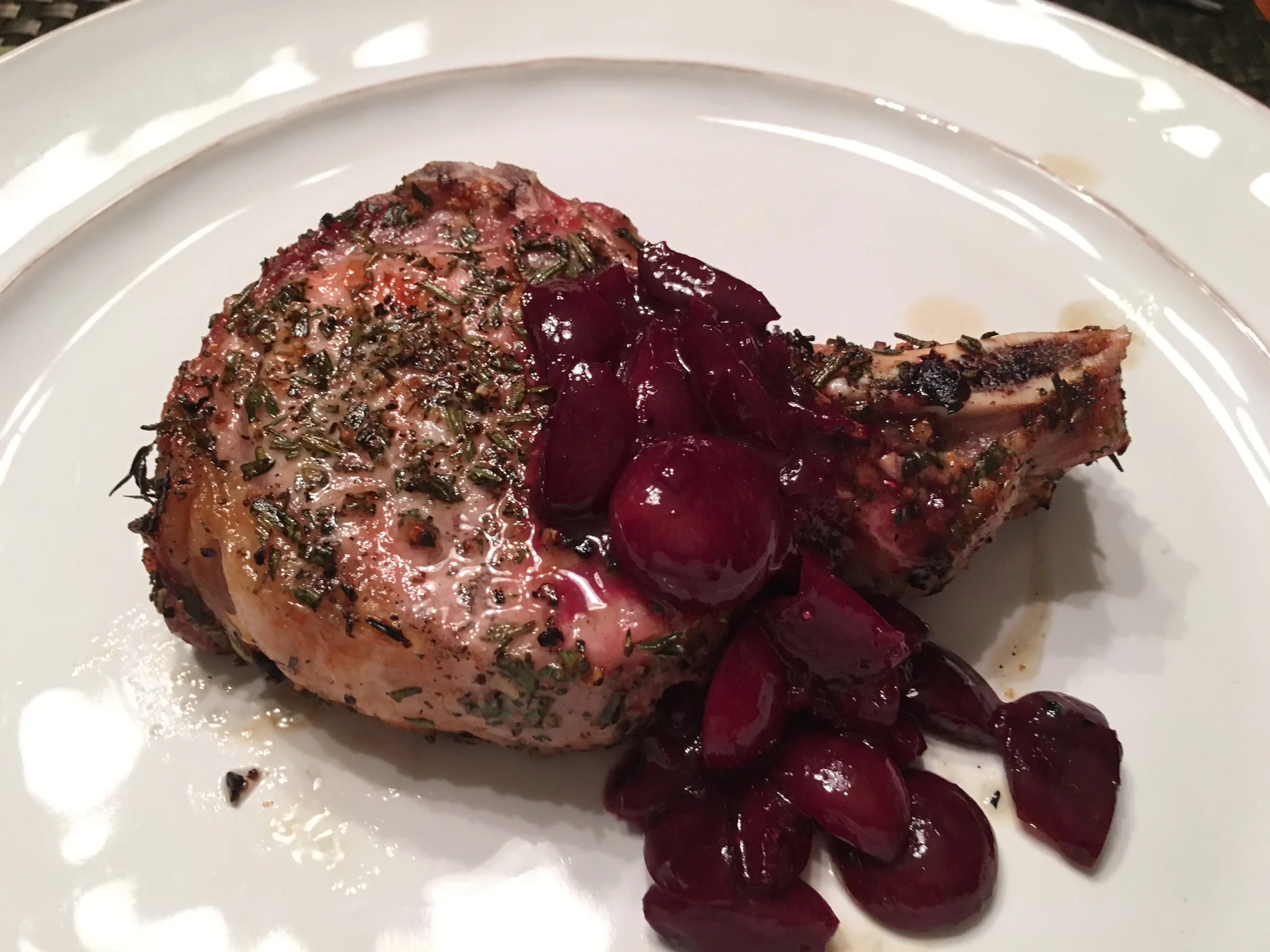 Grilled Pork Chops with Cherry Sauce