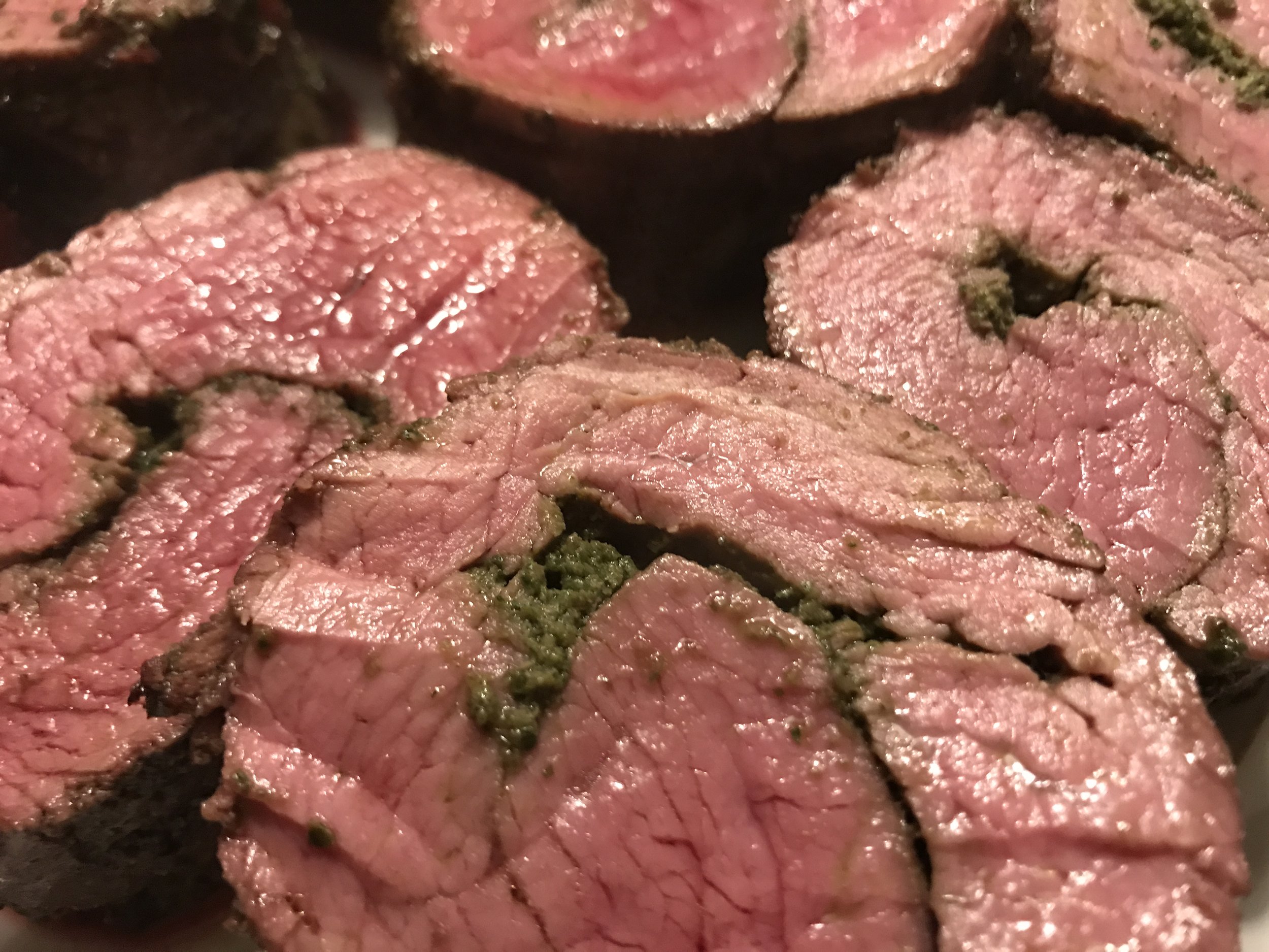 Beef Tenderloin Stuffed with Herb Pesto
