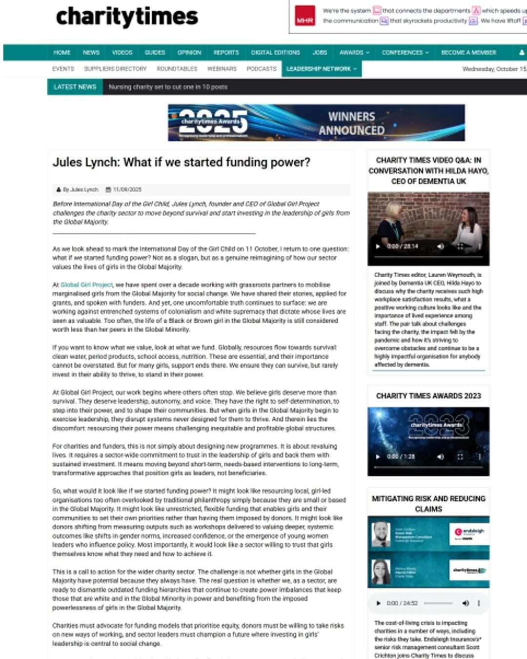 &ldquo;What if we started funding power?&rdquo; 

That&rsquo;s the question our Founder and CEO, Jules Lynch @professoraforte, explores in her latest opinion piece published by @charitytimesmag.

Jules calls on the charity sector to rethink how we va