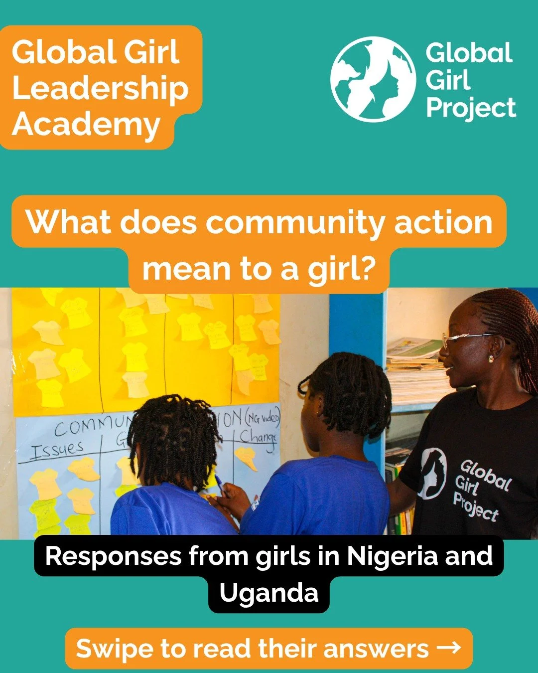 What does community action mean to a girl? 

At Global Girl Project, we believe there is no better way to answer that question than by listening to girls themselves. 

During Session 2 of our Global Girl Leadership Academy (GGLA), we asked girls in N