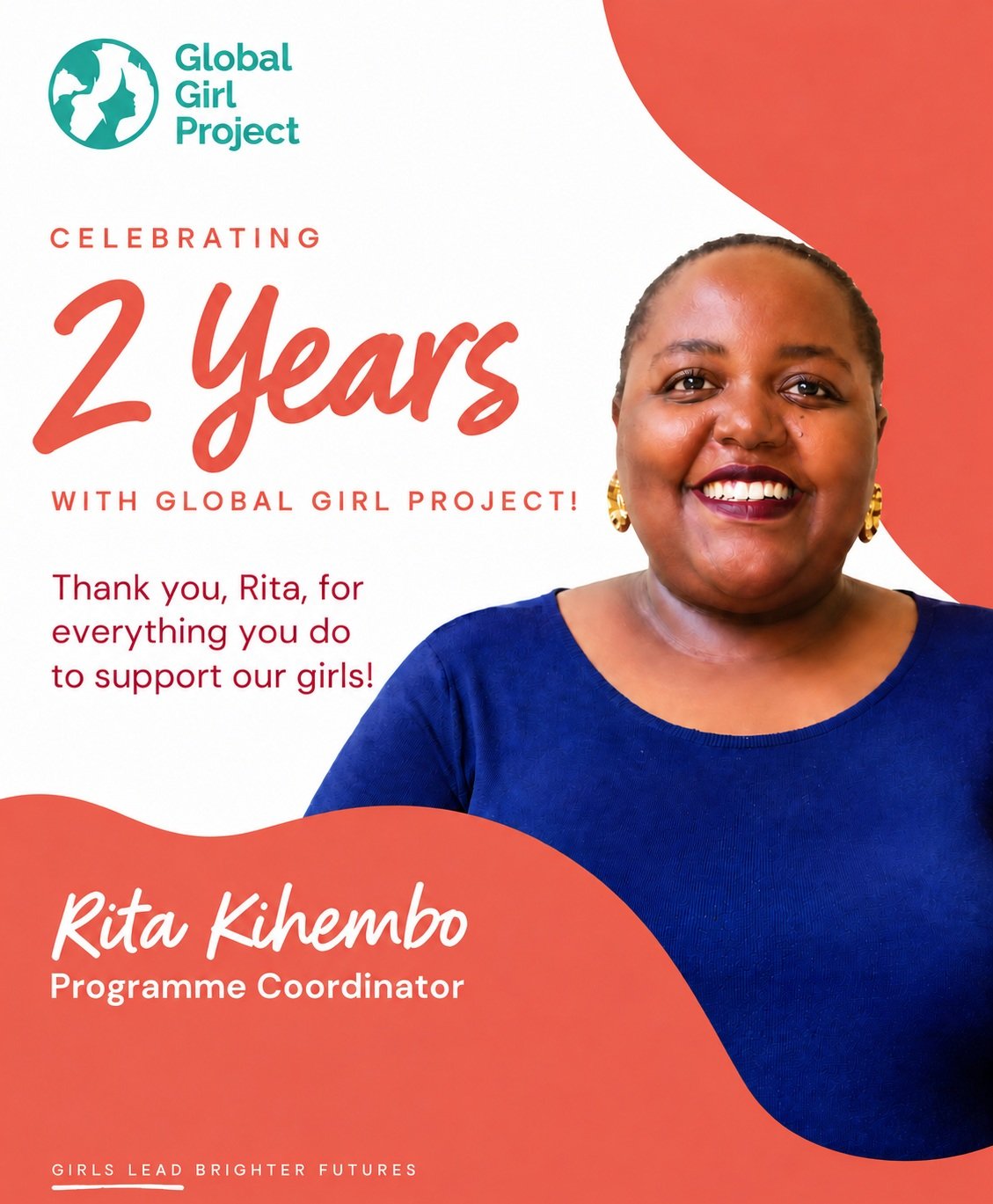 Today, we&rsquo;re celebrating fat_bombola, our Programme Coordinator, and two wonderful years with Global Girl Project 🎉 

Rita, thank you for the commitment and passion you bring to your work every day, and for everything you do to support our gir