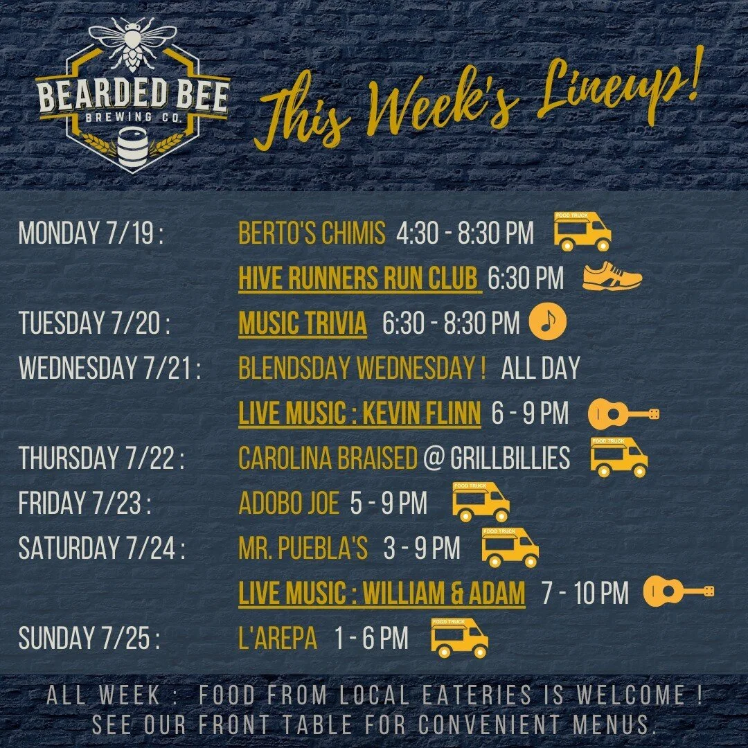 Going to be a good week at the HIVE!! Come join us for some good beer, good food, and good music!