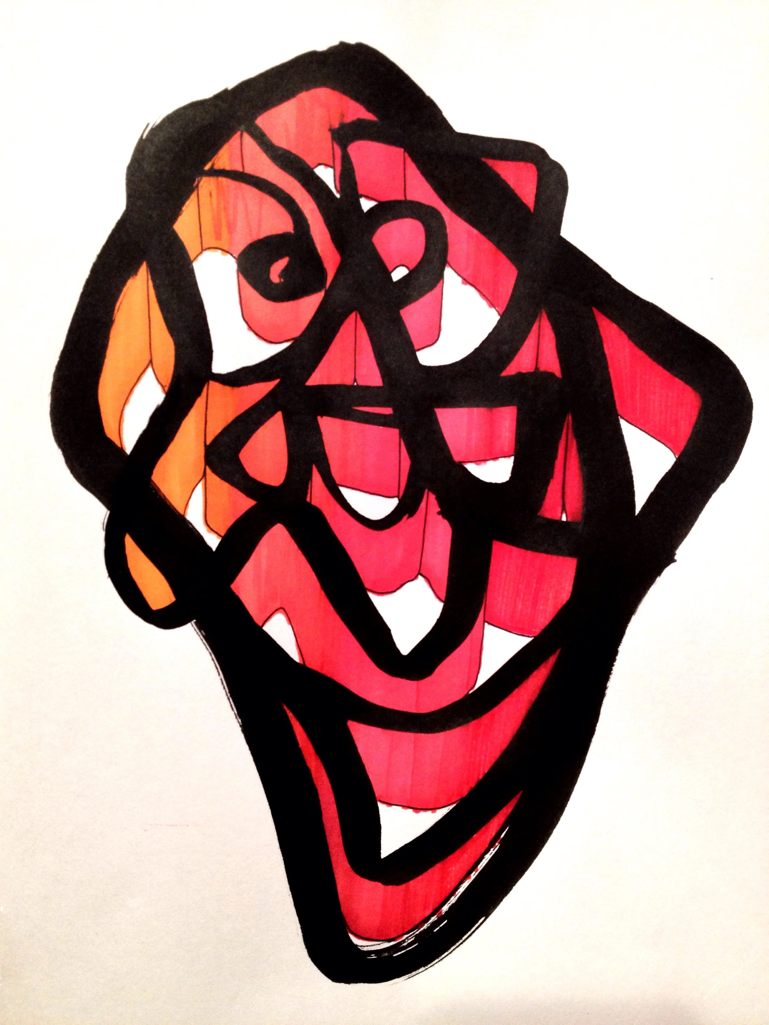One Flow Face. Ink on paper.