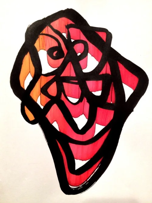 Ink painting on paper.
